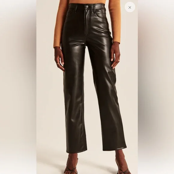 A&F Vegan Leather Ankle Straight Pant - Picture 3 of 12